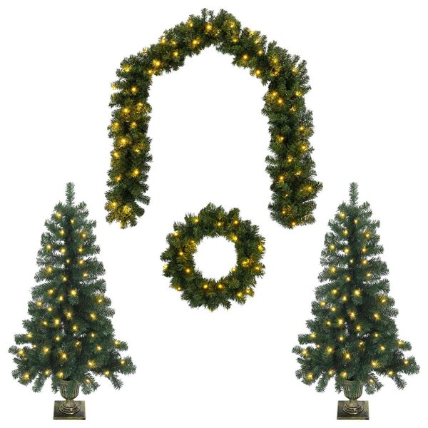 Mini karácsonyfa szett 120 cm 275 LED Meleg fehér PVC Zöld