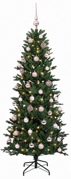 Műkarácsonyfa gömbbel 120 cm 150 LED Meleg fehér PVC és PE Zöld