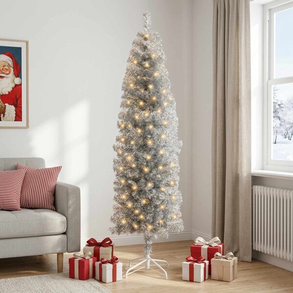 Mű Karcsú Karácsonyi Fa 180 cm 300 LED Meleg fehér PVC és fém
