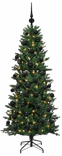 Műkarácsonyfa gömbbel 120 cm 150 LED Meleg fehér PVC és PE Zöld