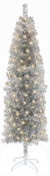 Mű Karcsú Karácsonyi Fa 180 cm 300 LED Meleg fehér PVC és fém