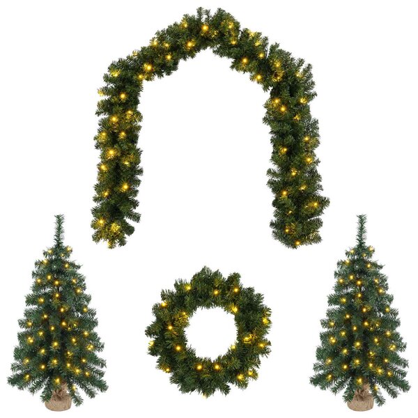 Mini karácsonyfa szett 60 cm 125 LED Meleg fehér PVC Zöld