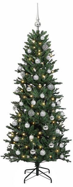 Műkarácsonyfa gömbbel 120 cm 150 LED Meleg fehér PVC és PE Zöld
