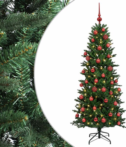 Műkarácsonyfa gömbbel 120 cm 150 LED Meleg fehér PVC és PE Zöld