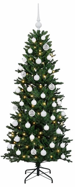 Műkarácsonyfa gömbbel 120 cm 150 LED Meleg fehér PVC és PE Zöld