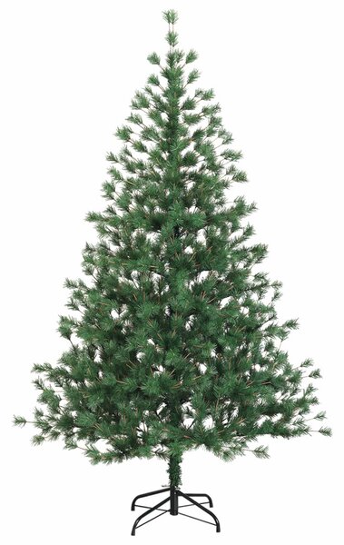 Műkarácsonyfa gömbbel 150 cm 150 LED Meleg fehér PVC és fém