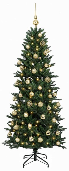 Műkarácsonyfa gömbbel 120 cm 150 LED Meleg fehér PVC és PE Zöld