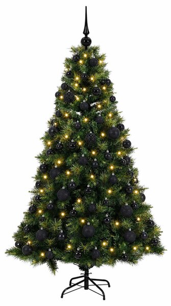 Műkarácsonyfa gömbbel 180 cm 300 LED Meleg fehér PVC és fém