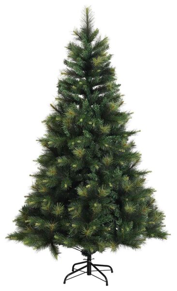 Műkarácsonyfa gömbbel 120 cm 150 LED Meleg fehér PVC és fém
