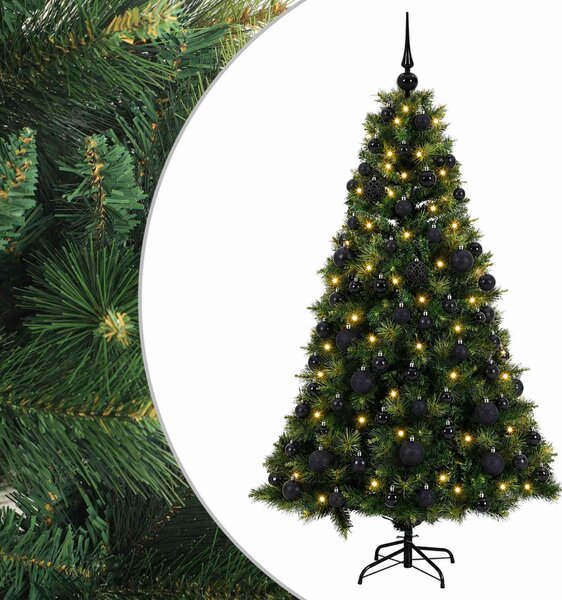 Műkarácsonyfa gömbbel 180 cm 300 LED Meleg fehér PVC és fém