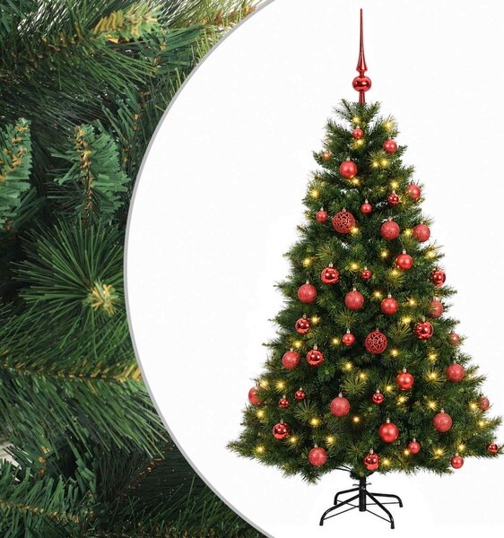 Műkarácsonyfa gömbbel 120 cm 150 LED Meleg fehér PVC és fém