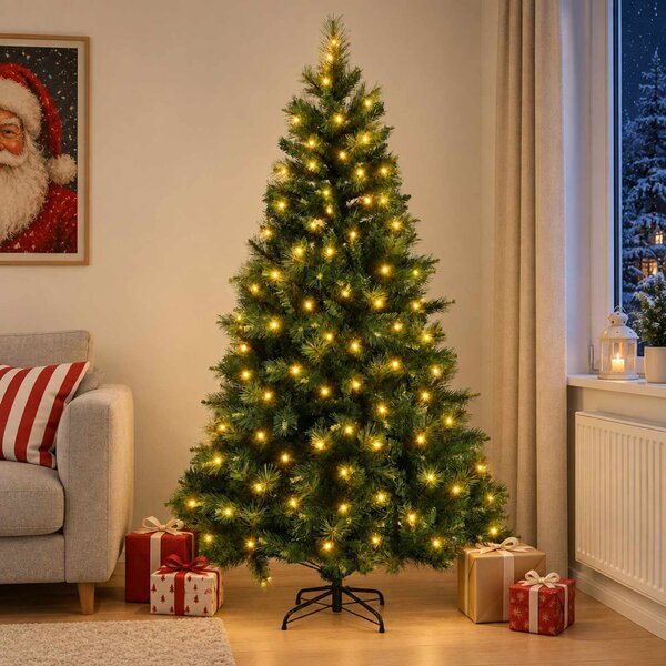 Műanyag Hajtogatós Karácsonyfa 150 cm 150 LED Meleg fehér