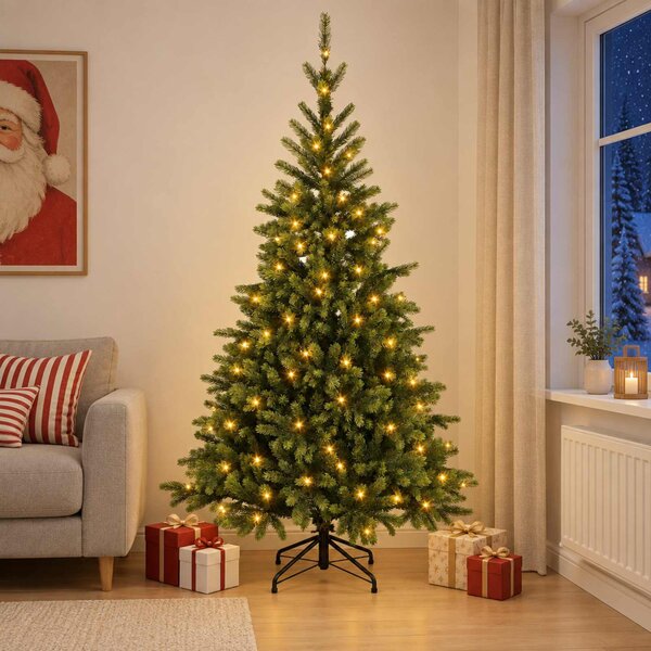 Műanyag Hajtogatós Karácsonyfa 150 cm 150 LED Meleg fehér