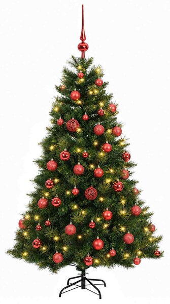 Műkarácsonyfa gömbbel 120 cm 150 LED Meleg fehér PVC és fém