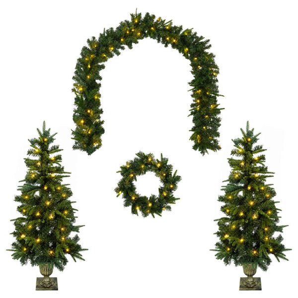 Mini karácsonyfa szett 120 cm 275 LED Meleg fehér PVC és PE