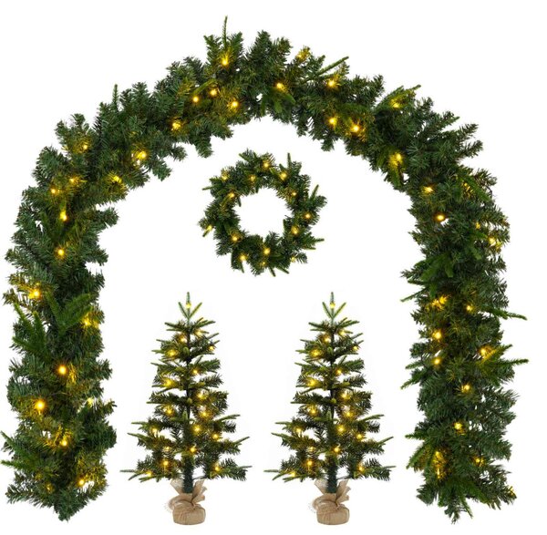 Mini karácsonyfa szett 45 cm 125 LED Meleg fehér PVC és PE Zöld