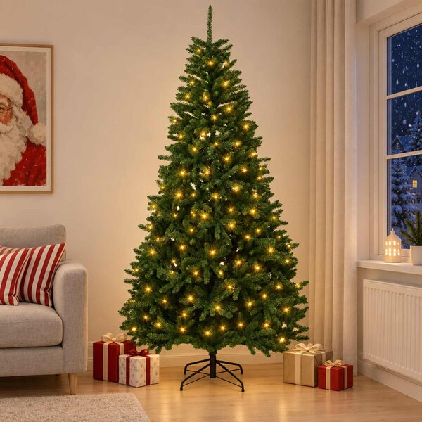 Műanyag Hajtogatós Karácsonyfa 210 cm 300 LED Meleg fehér