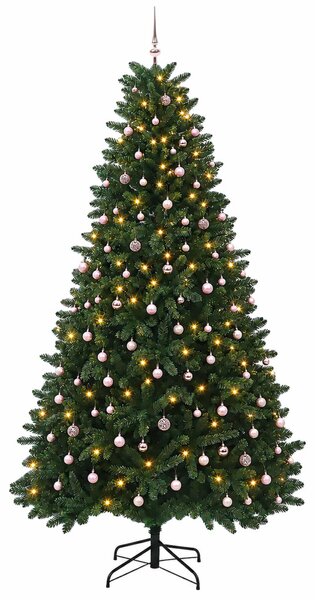 Műkarácsonyfa középzöld gömbökkel 270 cm 600 LED Meleg fehér