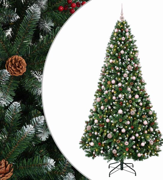 Zöld műfenyő díszgömbökkel 210 cm 300 LED Meleg fehér