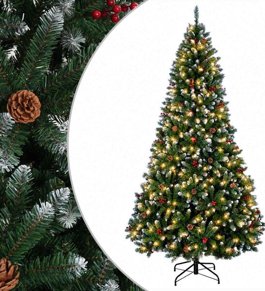 Műfenyő zsanéros ágakkal 210 cm 300 LED Meleg fehér PVC és fém