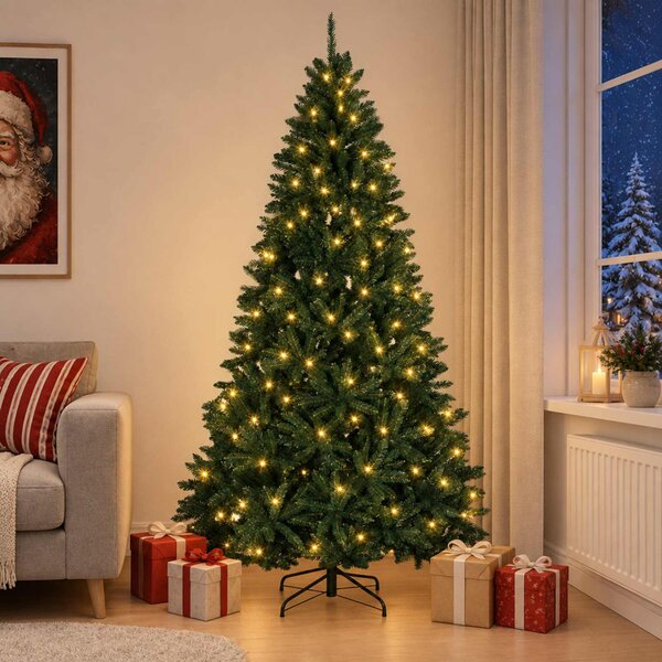 Műanyag Hajtogatós Karácsonyfa 210 cm 300 LED Meleg fehér