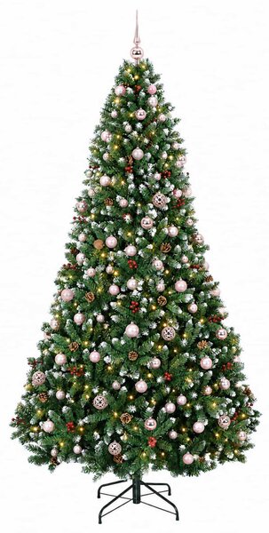Zöld műfenyő díszgömbökkel 210 cm 300 LED Meleg fehér
