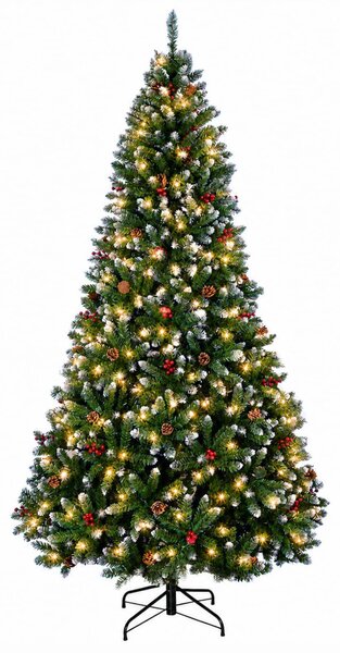 Műfenyő zsanéros ágakkal 210 cm 300 LED Meleg fehér PVC és fém