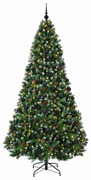 Zöld műkarácsonyfa gömbökkel 210 cm 300 LED Meleg fehér