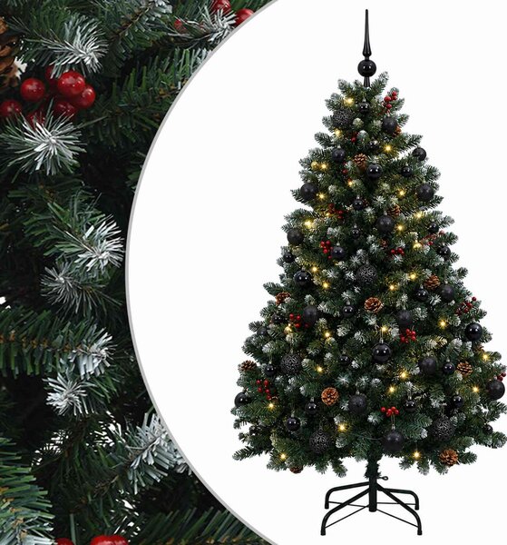Zöld műkarácsonyfa gömbökkel 150 cm 150 LED Meleg fehér