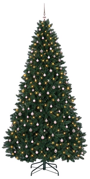 Műkarácsonyfa sötétzöld díszgömbökkel 270 cm 600 LED