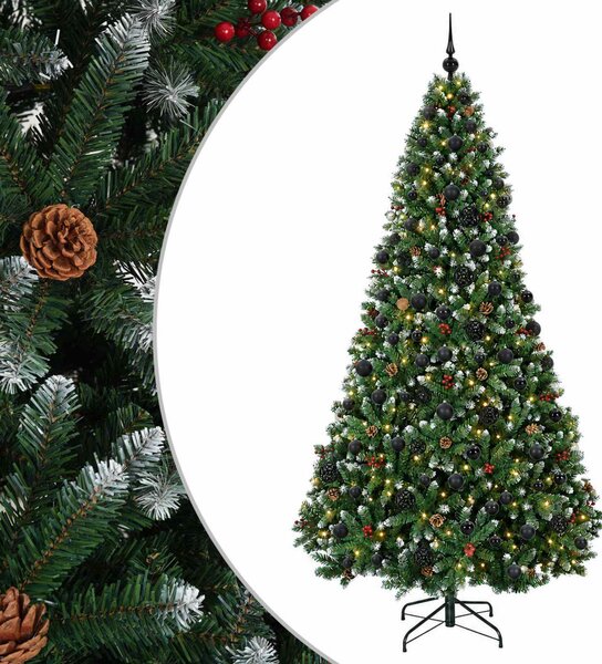 Zöld műkarácsonyfa gömbökkel 210 cm 300 LED Meleg fehér