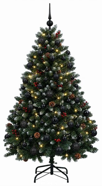Zöld műkarácsonyfa gömbökkel 150 cm 150 LED Meleg fehér