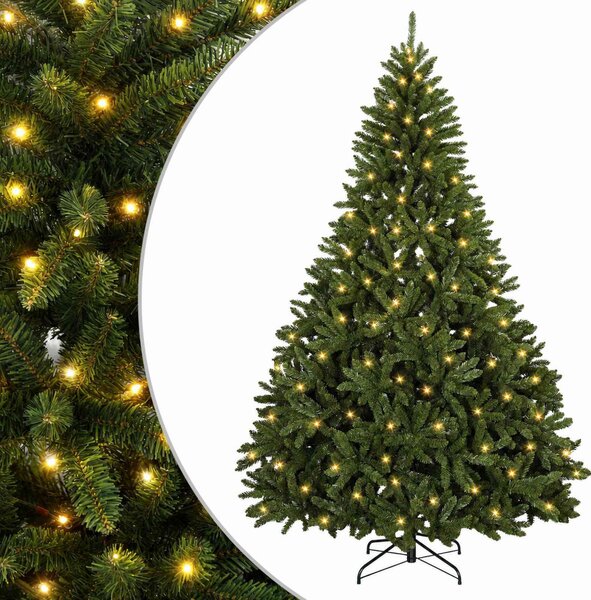 Műanyag Hajtogatós Karácsonyfa 210 cm 400 LED Meleg fehér acél