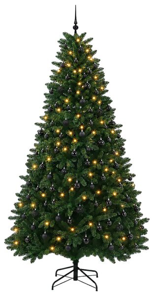 Műkarácsonyfa középzöld gömbökkel 270 cm 600 LED Meleg fehér