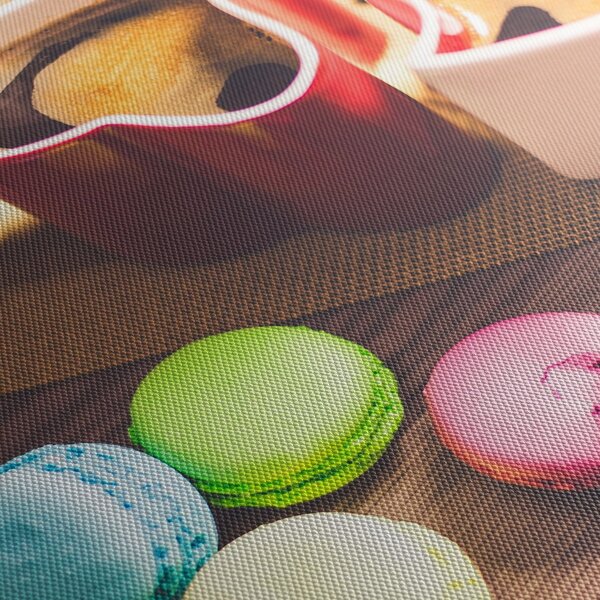 Kávé és a macaroon képe (órával) (90x30 cm)