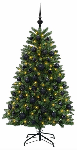 Műkarácsonyfa középzöld gömbökkel 150 cm 150 LED Meleg fehér