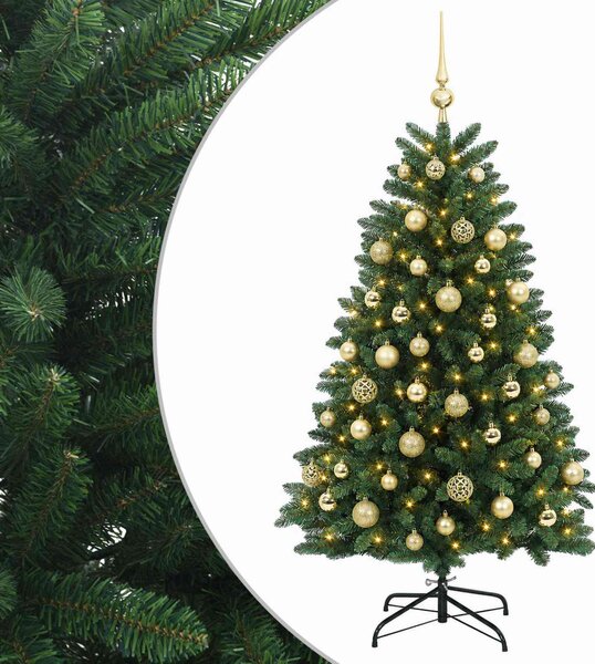 Műkarácsonyfa középzöld gömbökkel 150 cm 150 LED Meleg fehér