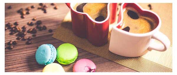Kávé és a macaroon képe (120x50 cm)