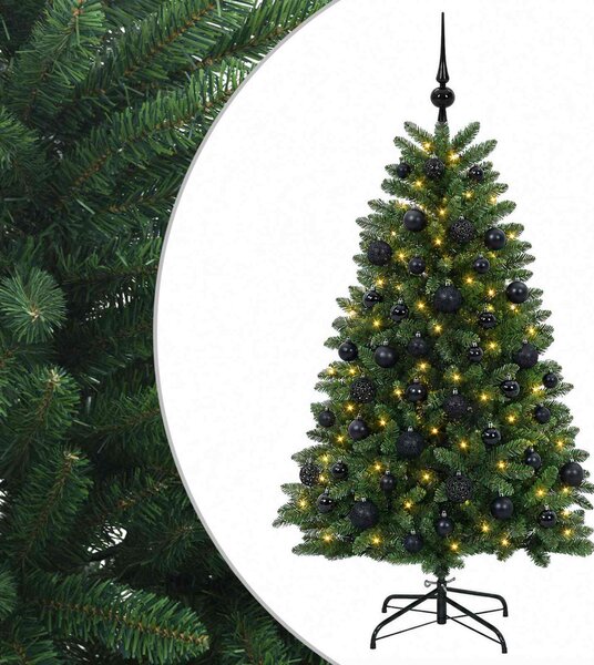 Műkarácsonyfa középzöld gömbökkel 150 cm 150 LED Meleg fehér