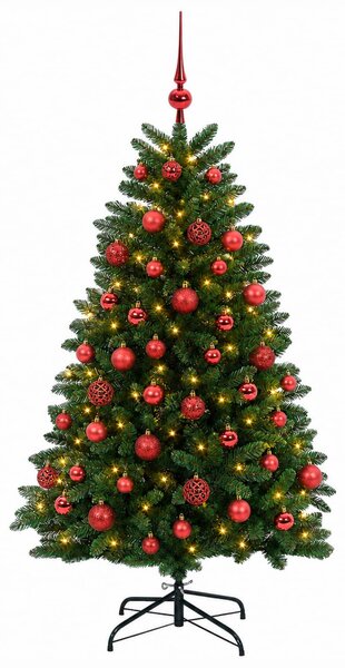 Műkarácsonyfa középzöld gömbökkel 150 cm 150 LED Meleg fehér