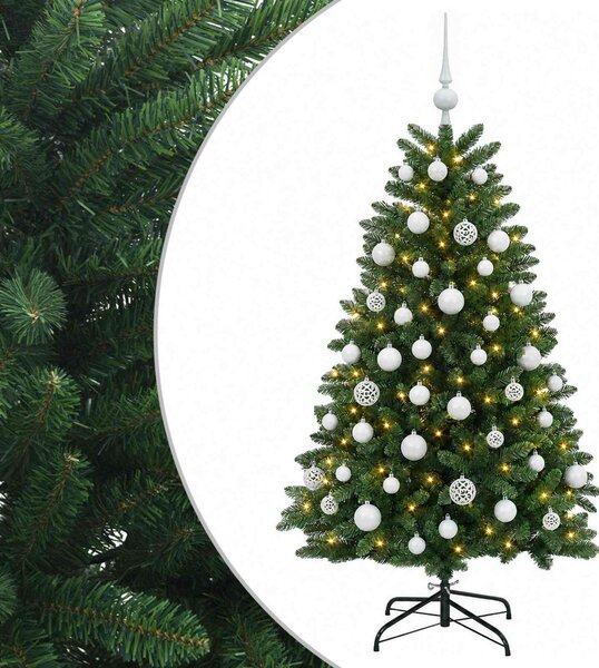 Műkarácsonyfa középzöld gömbökkel 150 cm 150 LED Meleg fehér