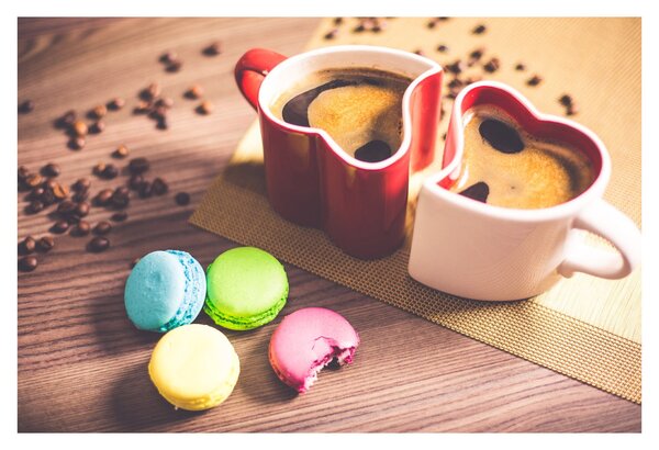 Kávé és a macaroon képe (90x60 cm)