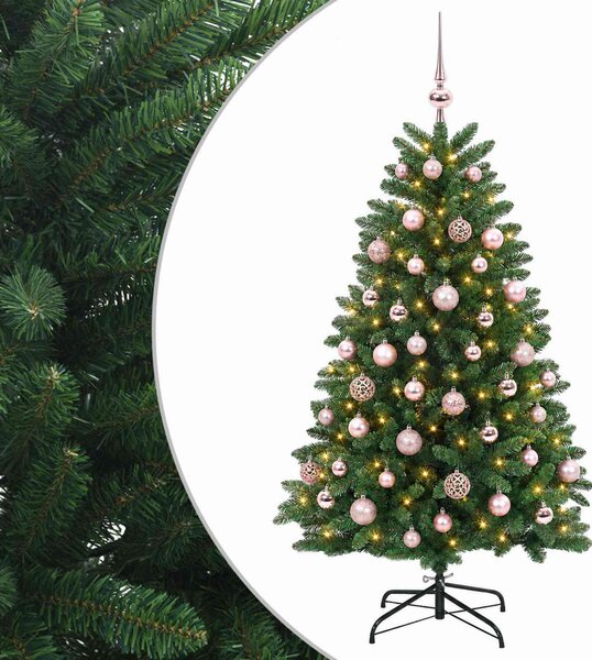 Műkarácsonyfa középzöld gömbökkel 150 cm 150 LED Meleg fehér