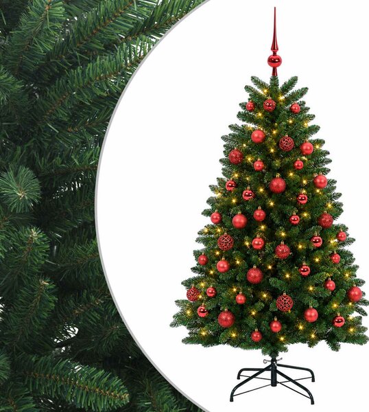 Műkarácsonyfa középzöld gömbökkel 150 cm 150 LED Meleg fehér