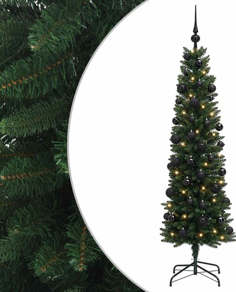 Karcsú műkarácsonyfa gömbökkel 120 cm 150 LED Meleg fehér