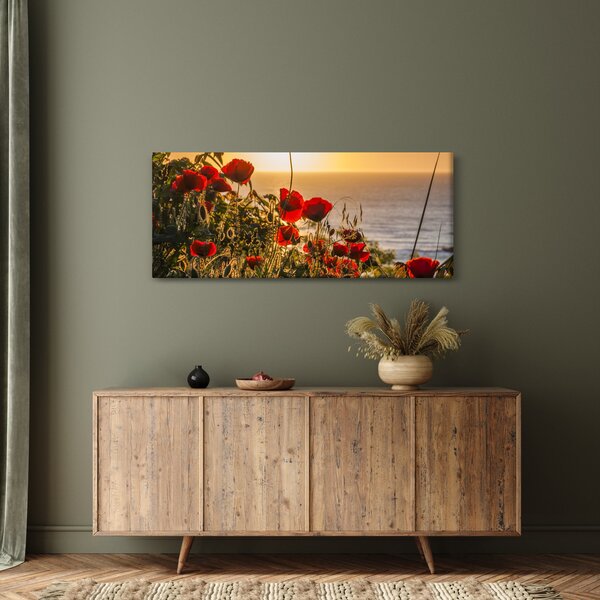 Naplemente és a pipacsok képe (120x50 cm)