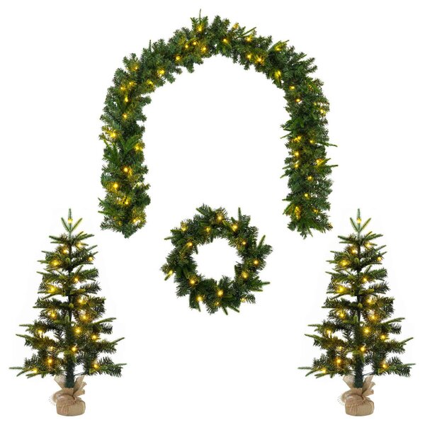 Mini Karácsonyfa 90 cm 175 LED Meleg fehér PVC és PE Zöld