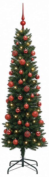 Karcsú műkarácsonyfa gömbökkel 120 cm 150 LED Meleg fehér