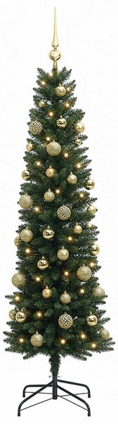 Karcsú műkarácsonyfa gömbökkel 120 cm 150 LED Meleg fehér
