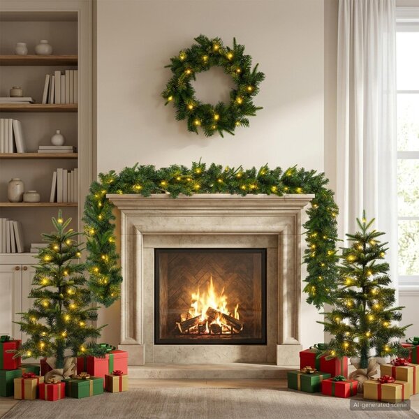 Mini Karácsonyfa 90 cm 175 LED Meleg fehér PVC és PE Zöld